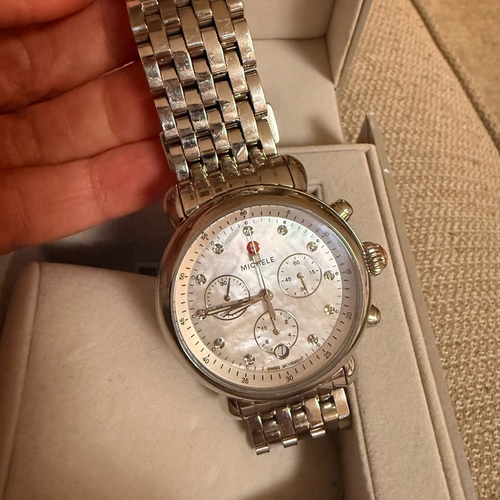 Michele Stainless Steel Watch with Pearl Dial - Picture 11 of 12